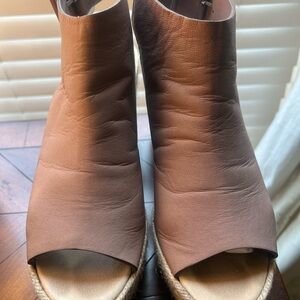 Paloma Barcelo- Women's Brown Peep-Toe Wedge Sandals